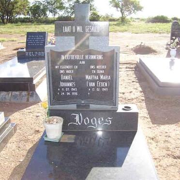 VOGES Daniel Johannes 1949-1996 &amp; Martha Maria VAN EEDEN 1949-??