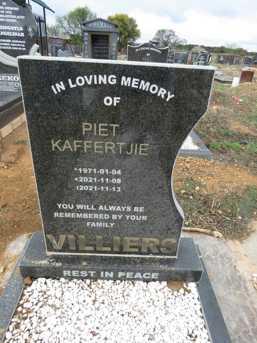 VILLIERS Piet Kaffertjie 1971-2021