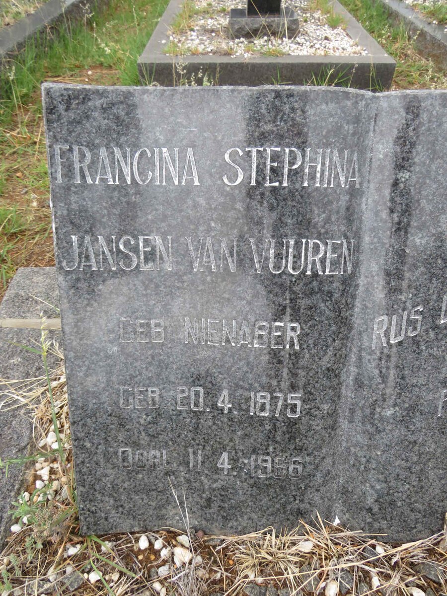 VUUREN Francina Stephina, Jansen van nee NIENABER 1875-1966