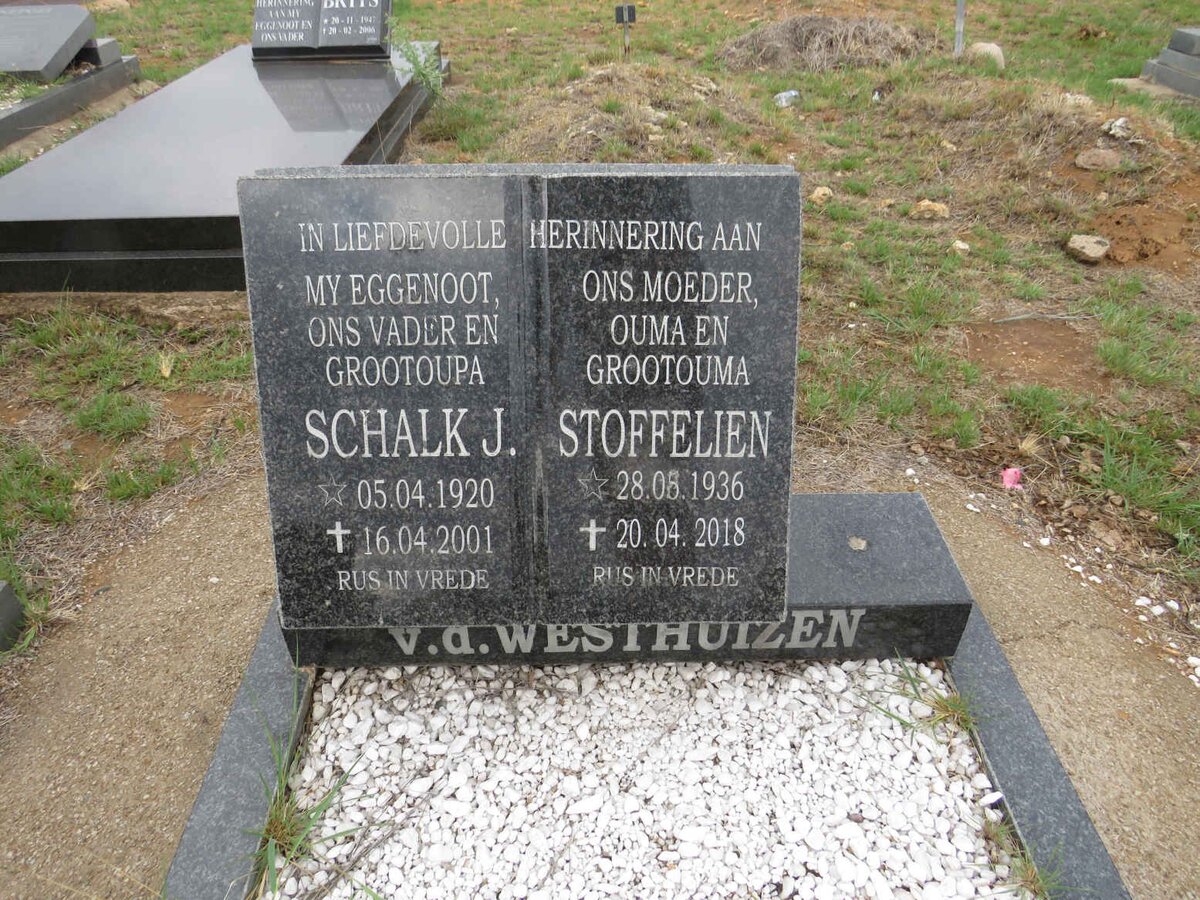 WESTHUIZEN Schalk J., v.d. 1920-2001 & Stoffelien 1936-2018