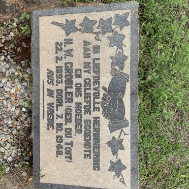 GROBLER H.W. nee DU TOIT 1893-1948