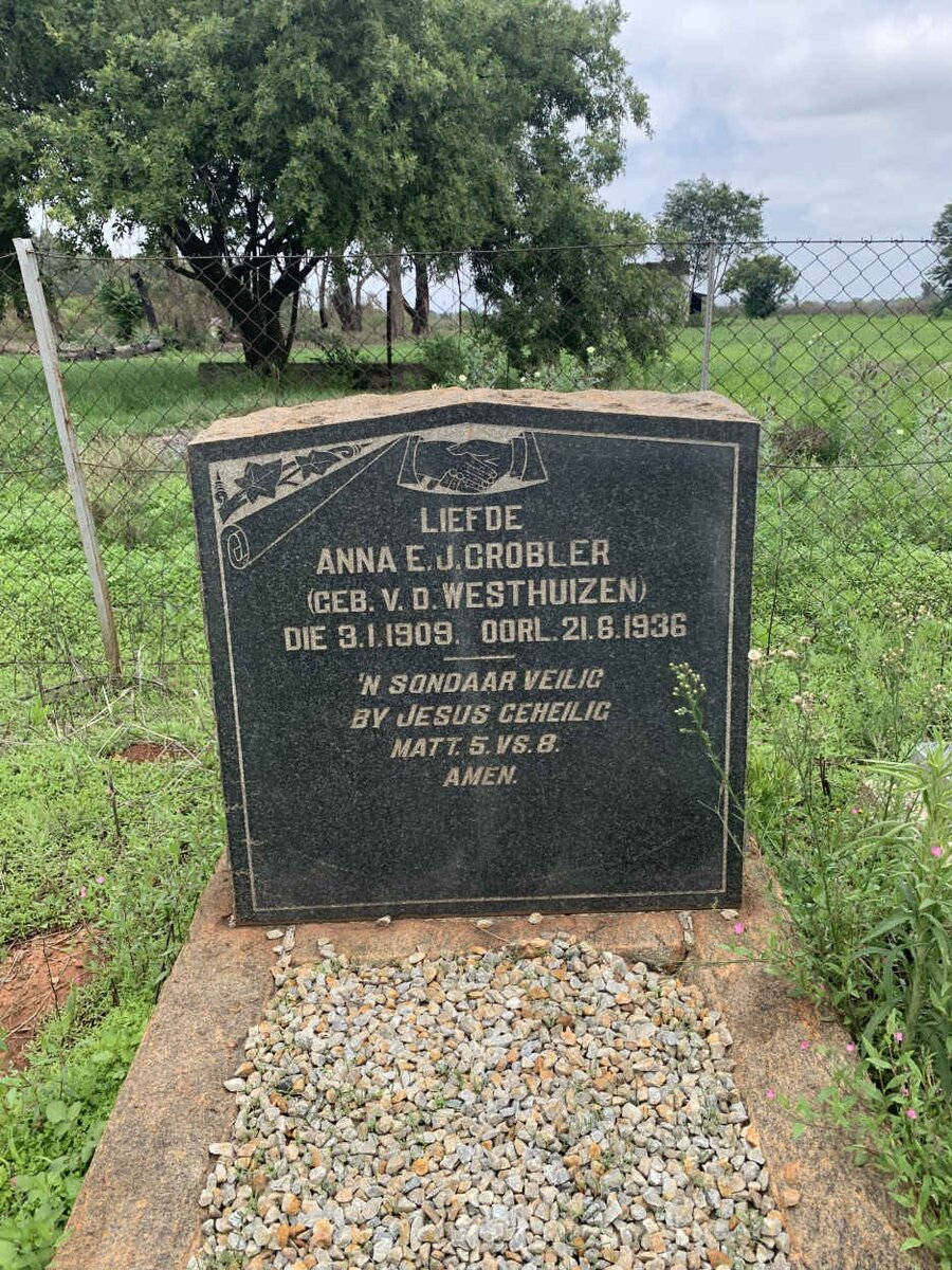 GROBLER Anna E.J. nee V.D. WESTHUIZEN 1909-1936