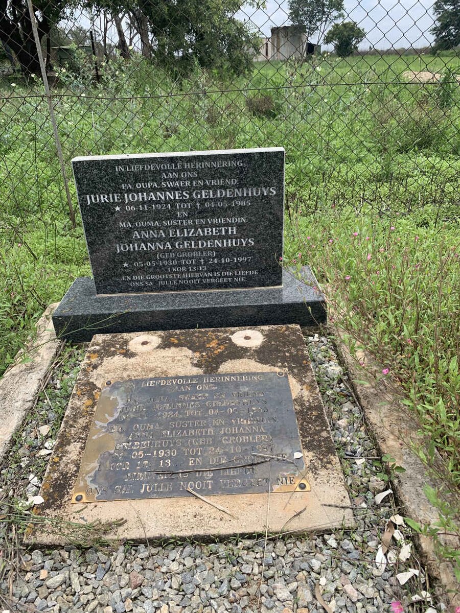 GELDENHUYS Jurie Johannes 1924-1985 &amp; Anna Elizabeth Johanna GROBLER 1930-1997