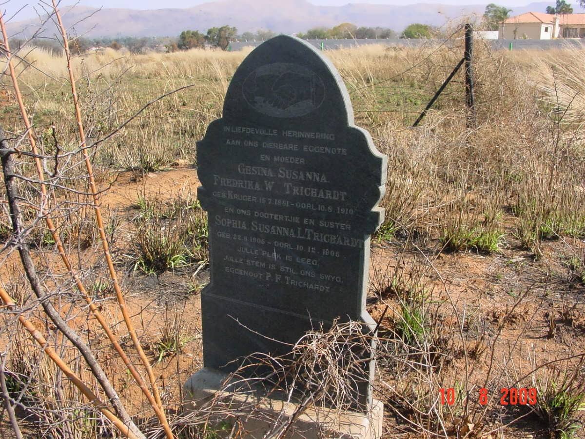 TRICHARDT Gesina Susanna Fredrika W. nee KRUGER 1881-1910 :: TRICHARDT Sophia Susanna L. 1905-1905