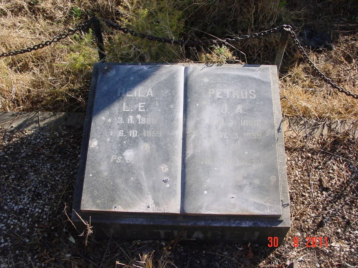 WELTHAGEN Petrus J.A. 1880-1958 &amp; Heila L.E. 1888-1959