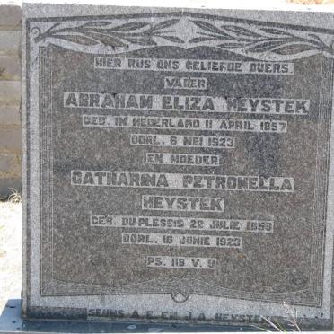HEYSTEK Abraham Eliza 1857-1923 &amp; Catharina Petronella DU PLESSIS 1859-1923