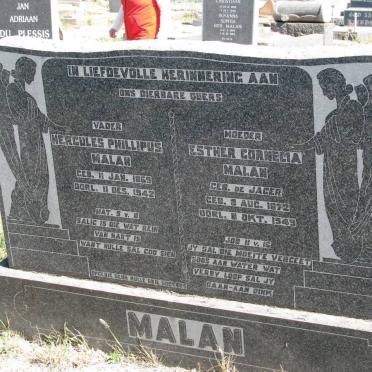 MALAN Hercules Phillipus 1869-1942 &amp; Esther Cornelia DE JAGER 1872-1949