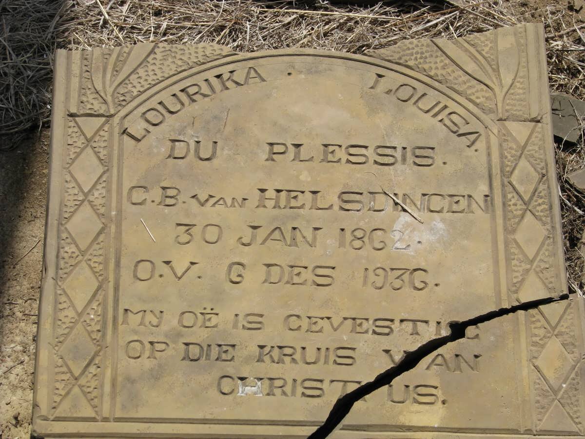 PLESSIS Lourika Louisa, du nee VAN HELSDINGEN 1862-1936