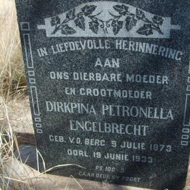 ENGELBRECHT Dirkpina Petronella nee V.D. BERG 1873-1933