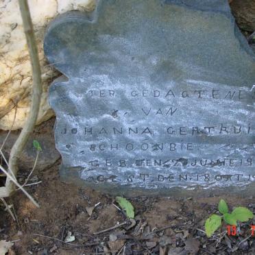 SCHOONBIE Johanna Gertruida 1926-192?