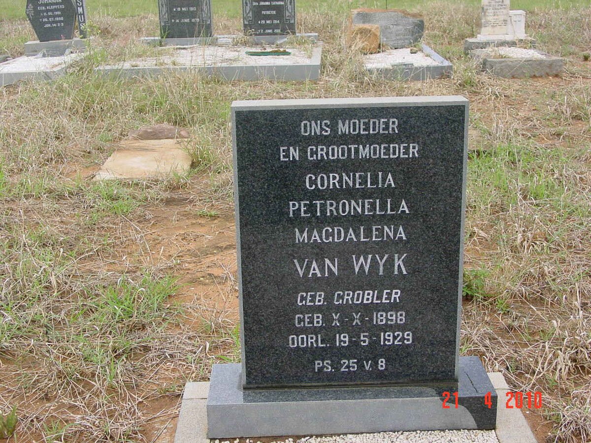 WYK Cornelia Petronella Magdalena, van nee GROBLER 1898-1929