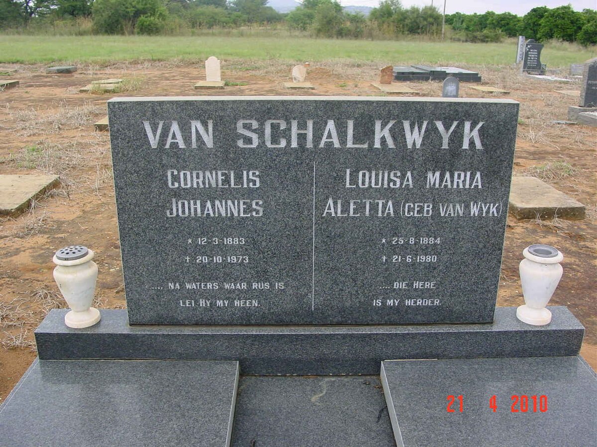 SCHALKWYK Cornelis Johannes, van 1883-1973