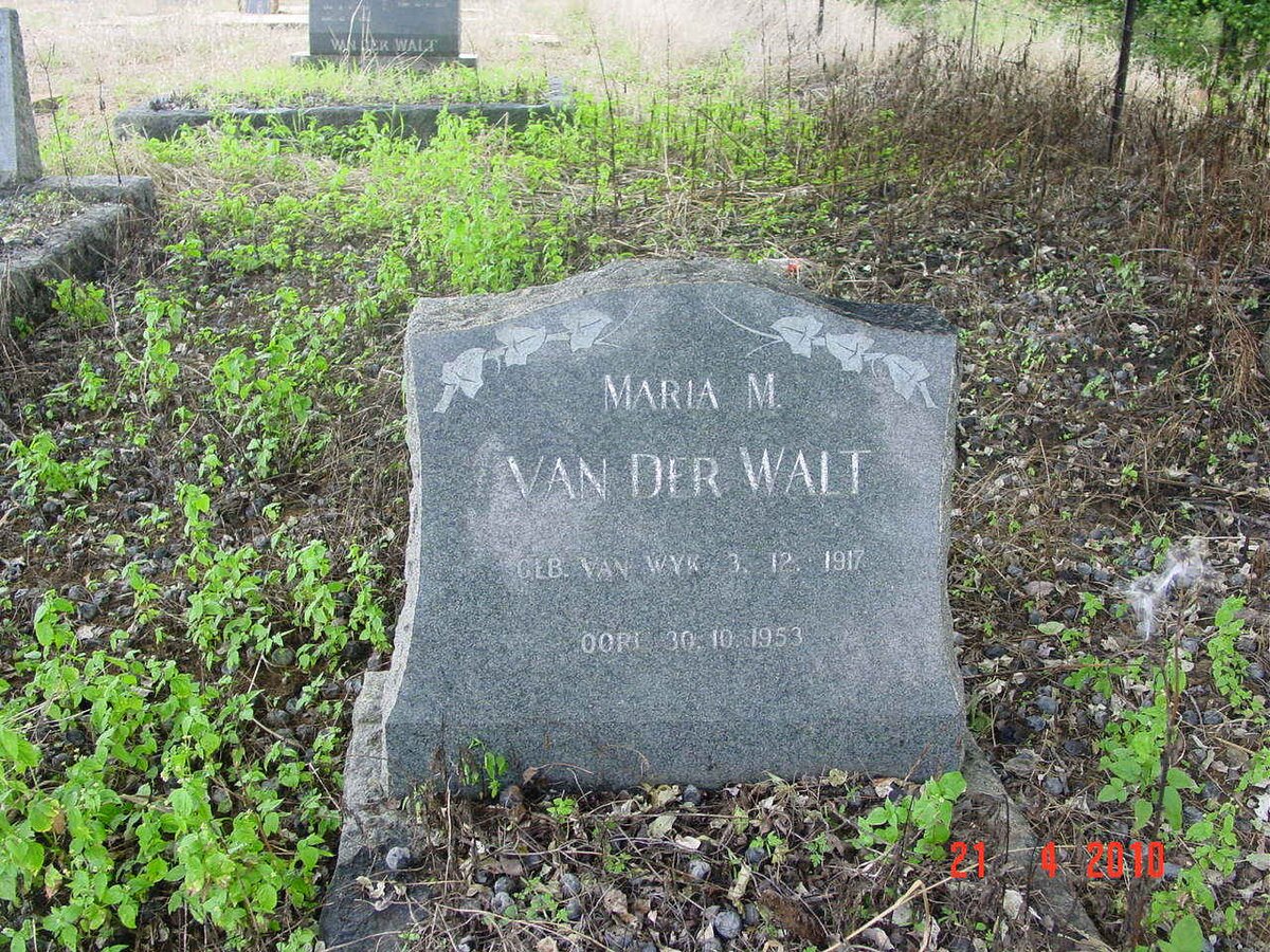 WALT Maria M., van der nee VAN WYK 1919-1953