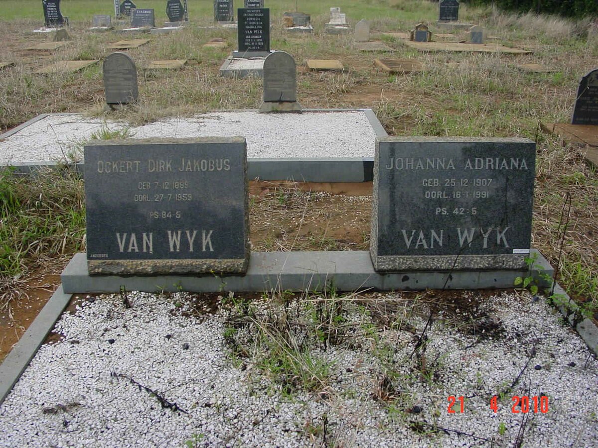 WYK Ockert Dirk Jakobus 1889-1959 &amp; Johanna Adriana 1907-1991
