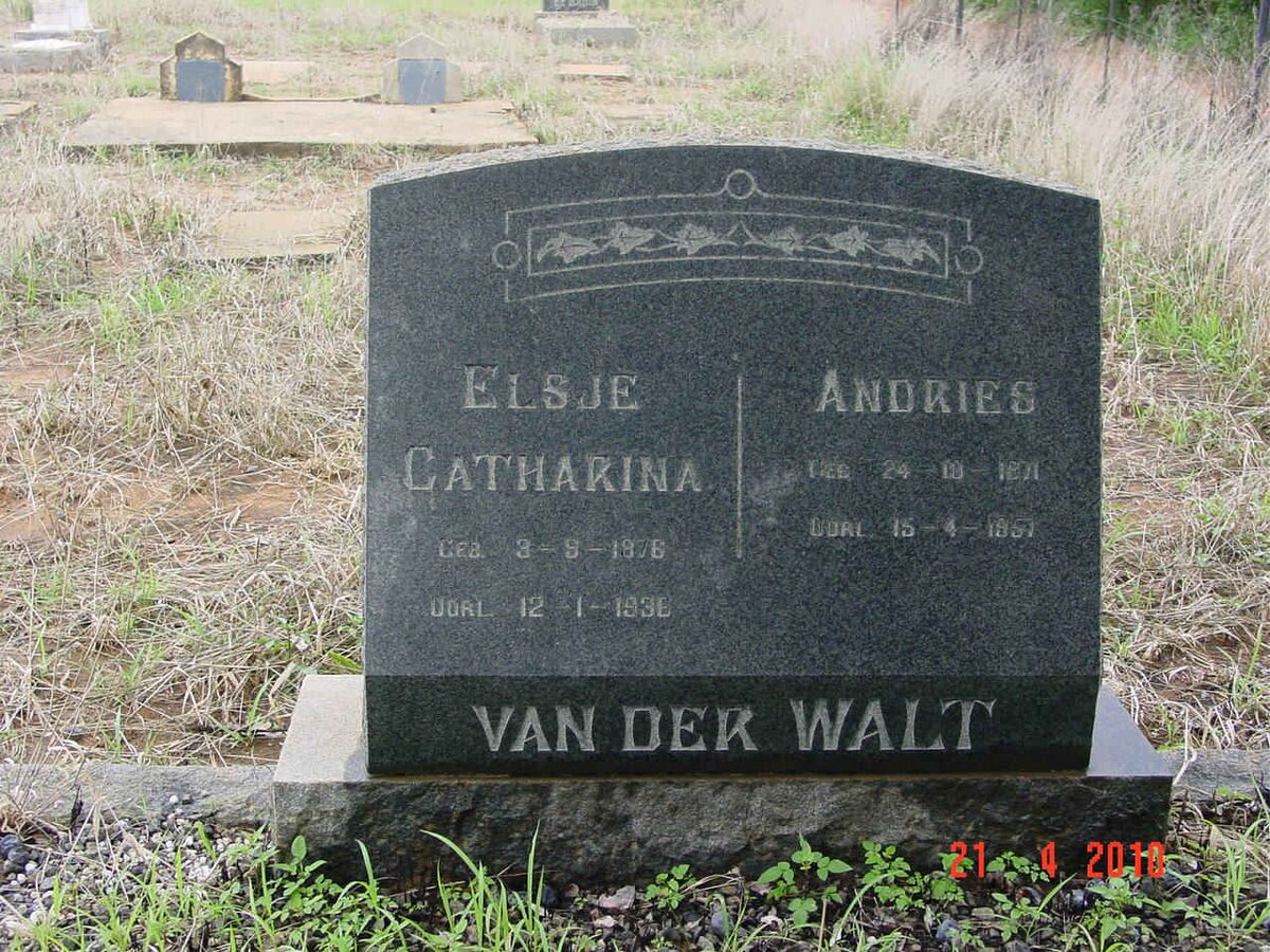 WALT Andries, van der 1871-1957 &amp; Elsje Catharina 1876-1936