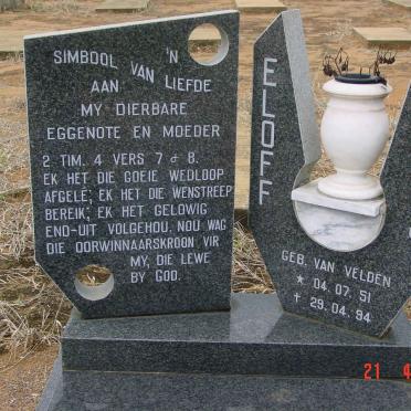 ELOFF Fides nee VAN VELDE 1951-1994