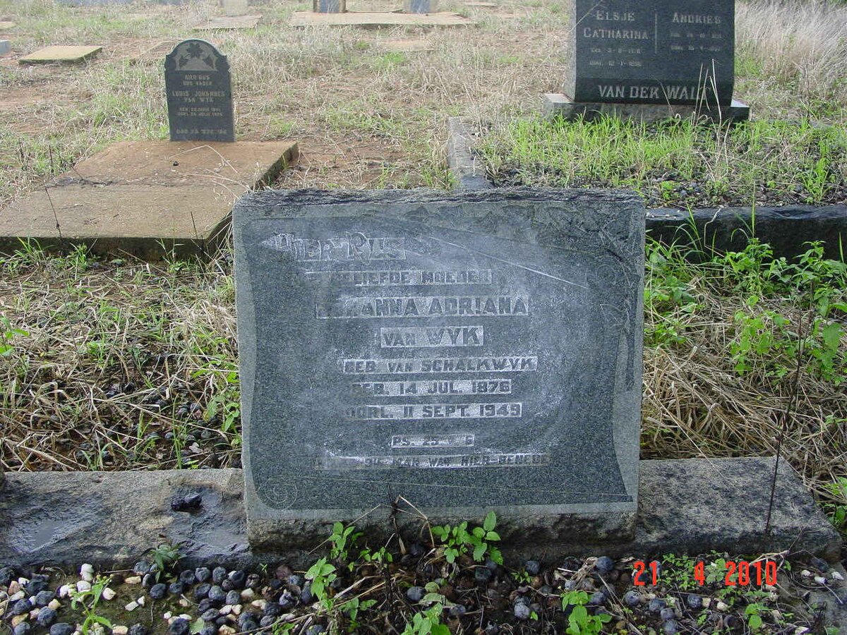WYK ? Adriana, van nee VAN SCHALKWYK 1876-1949