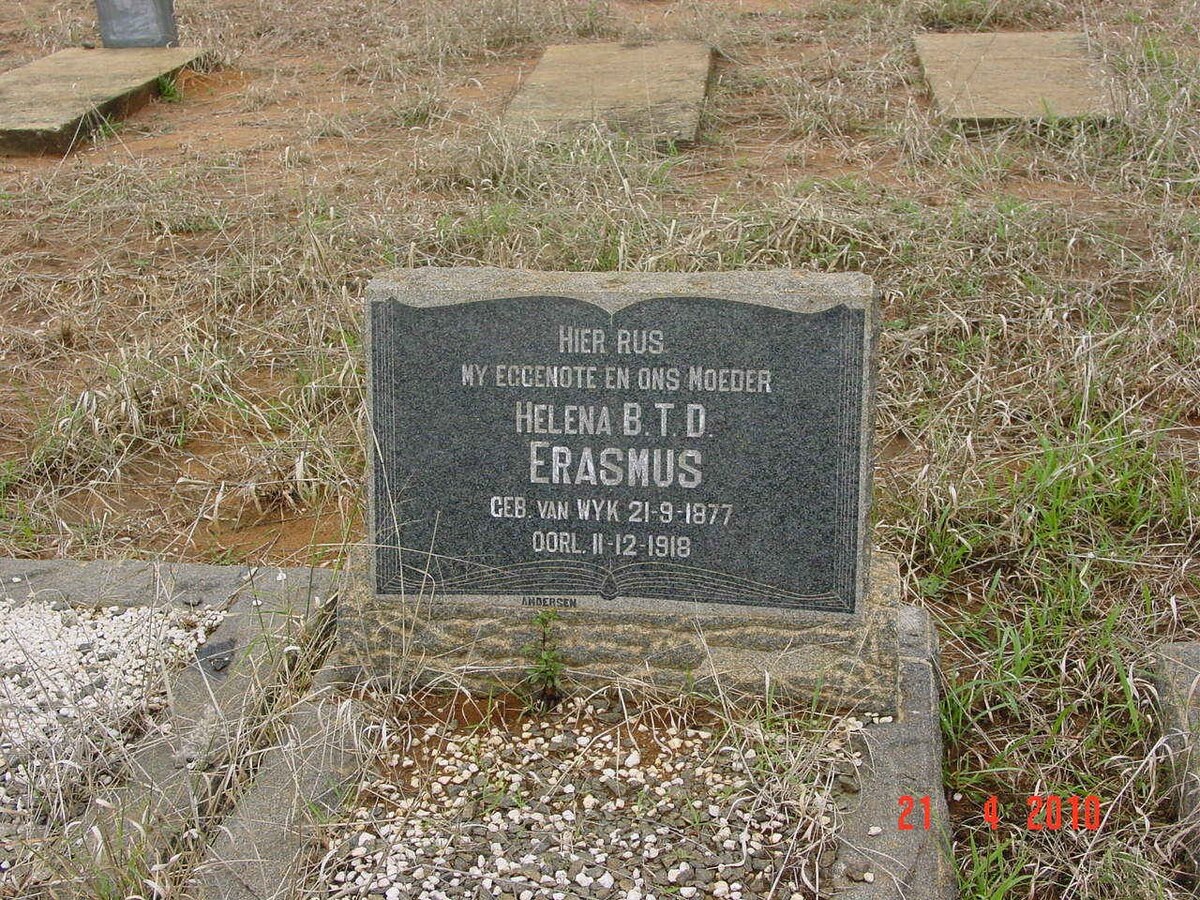 ERASMUS Helena B.T.D. nee VAN WYK 1877-1918