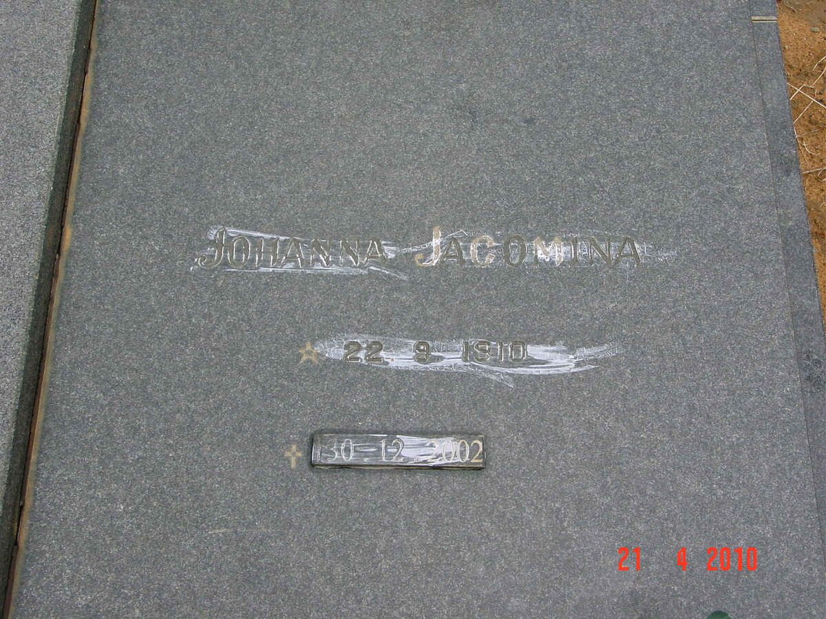 OBERHOLZER Johanna Jacomina 1910-2002