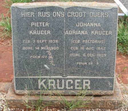 KRUGER Pieter 1838-1900 &amp; Johanna Adriana PRETORIUS 1842-1909