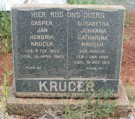 KRUGER Casper Jan Hendrik 1863-1949 &amp; Elisabetha Johanna Catharina KRUGER  1866-1910