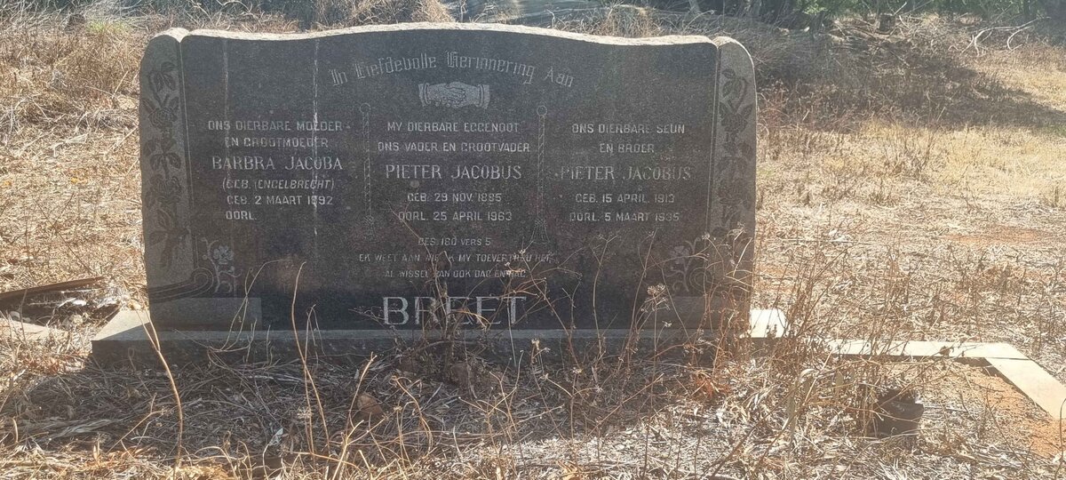 BREET Pieter Jacobus 1885-1963 &amp; Barbra Jacoba ENGELBRECHT 1892-  :: BREET Pieter Jacobus 1913-1935
