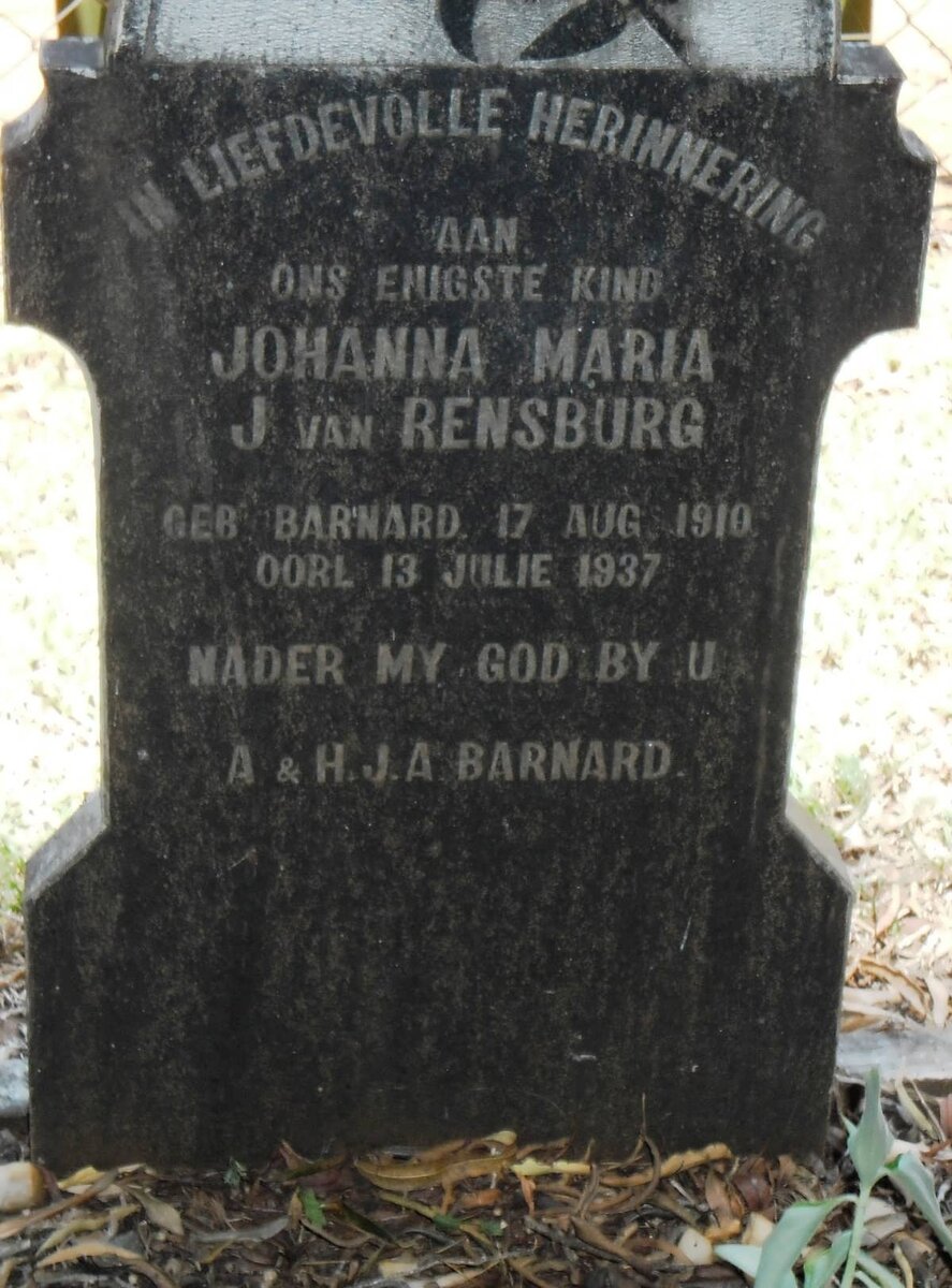 RENSBURG Johanna Maria, J. van 1910-1937
