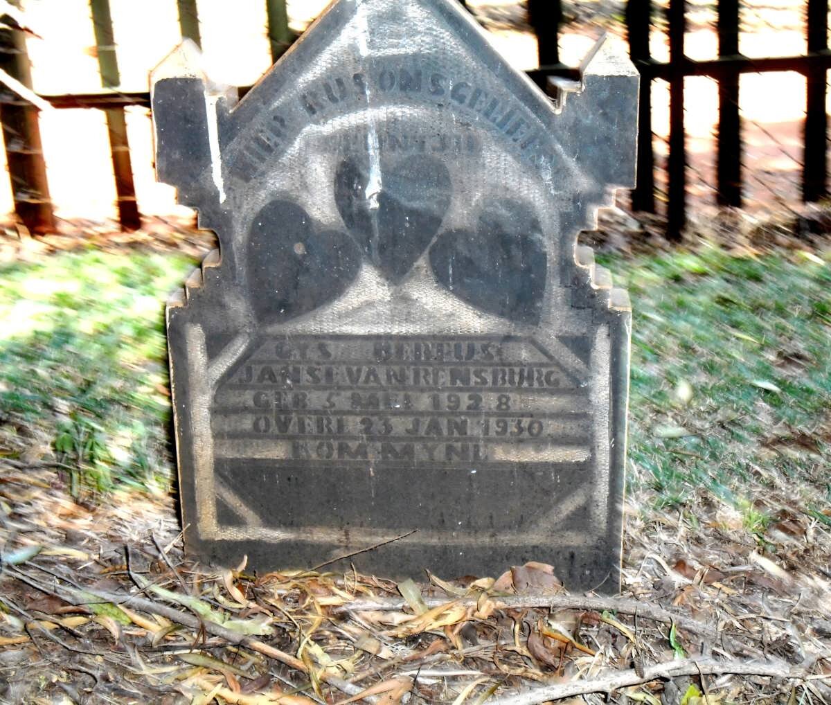 RENSBURG Gys Bertus, Janse van 1928-1930