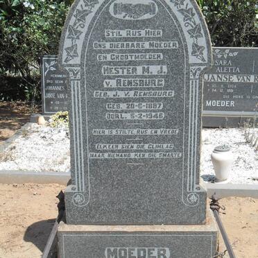 RENSBURG Hester M.J., van nee JANSE VAN RENSBURG 1887-1946