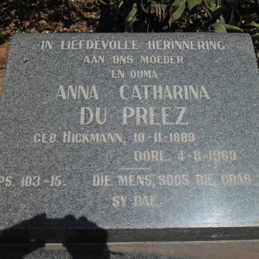 PREEZ Anna Catharina, du nee HICKMANN 1889-1969