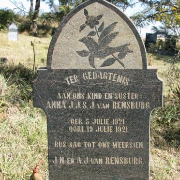 RENSBURG Anna J.J.S., J. van 1921-1921