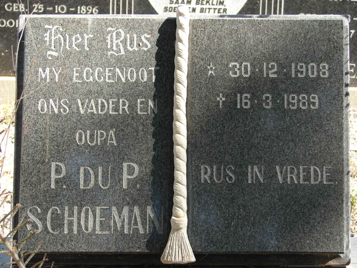SCHOEMAN P. du P. 1908-1989