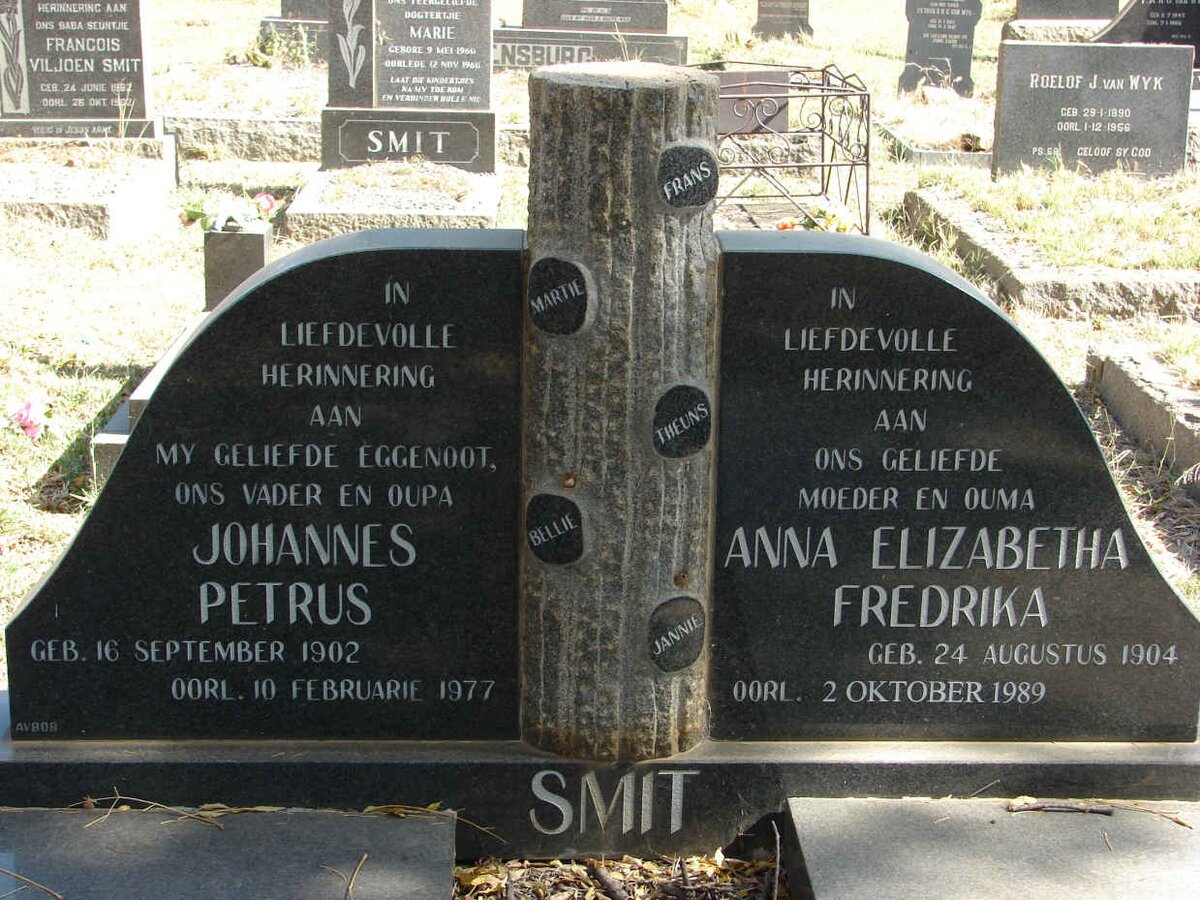 SMIT Johannes Petrus 1902-1977 &amp; Anna Elizabeth Fredrika 1904-1989