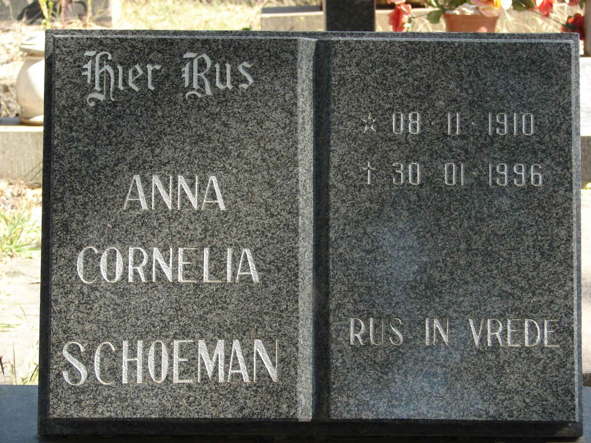SCHOEMAN Anna Cornelia 1910-1996
