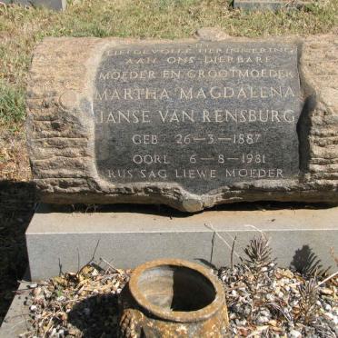 RENSBURG Martha Magdalena, Janse van 1887-1981