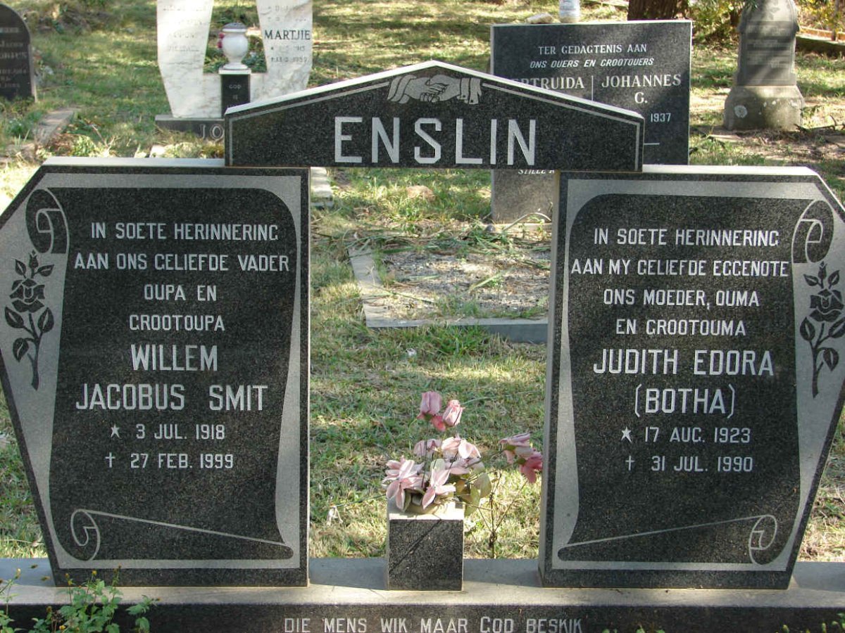 ENSLIN Willem Jacobus Smit 1918-1999 &amp; Judith Edora BOTHA 1923-1990