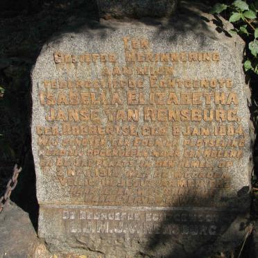 RENSBURG Isabella Elizabetha, Janse van nee ROBBERTSE 1884-1918