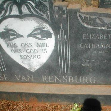 RENSBURG Adam Jacobus, Janse van 1919-1976 &amp; Elizabeth Catharina DE KLERK 1920-