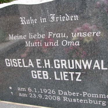 GRUNWALD Gisela E.H. nee LIETZ 1926-2008