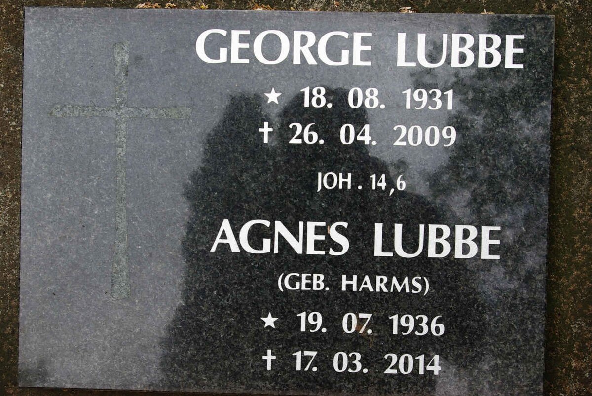 LUBBE George 1931-2009 &amp; Agnes HARMS 1936-2014