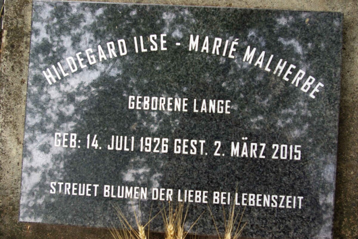 MALHERBE Hildegard Ilse-Maria nee LANGE 1926-2015