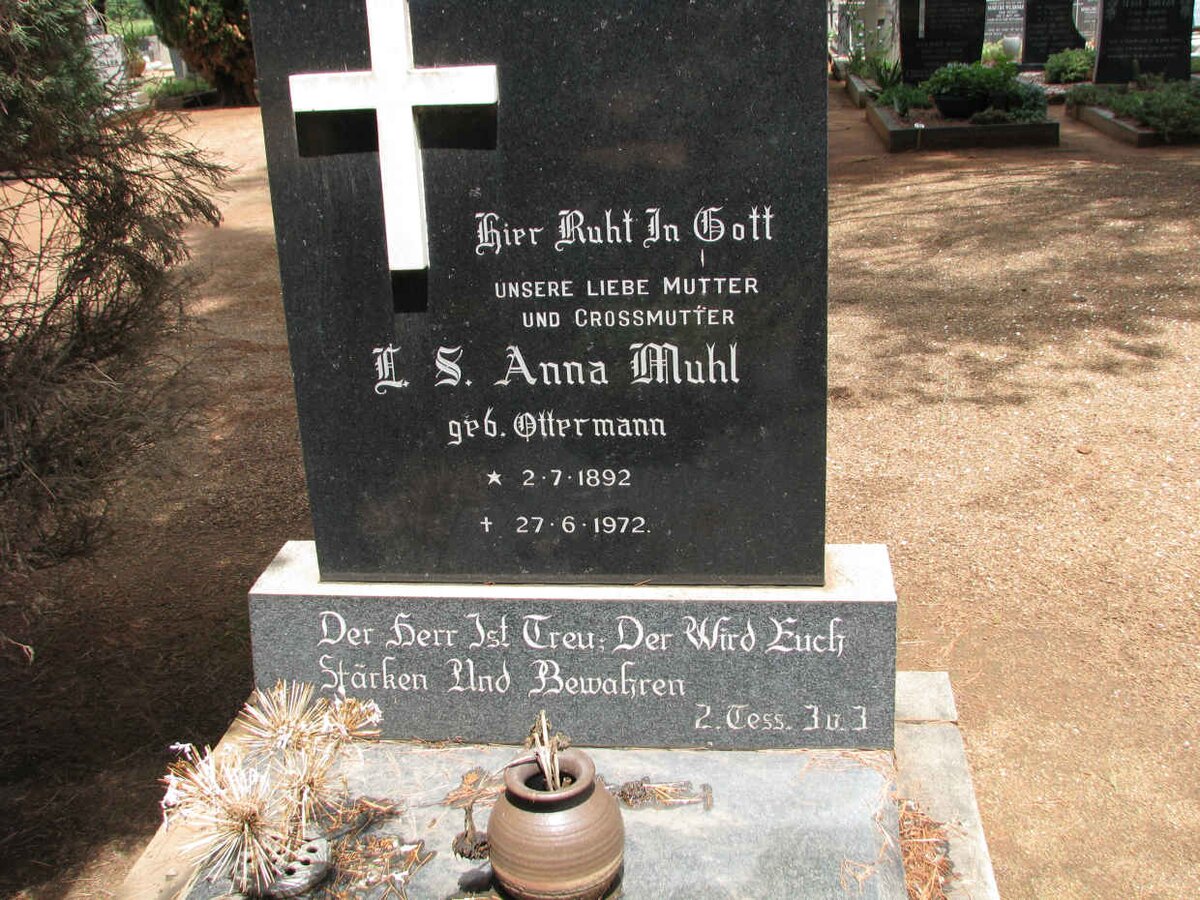 MUHL L.S. Anna nee OTTERMANN 1892-1972
