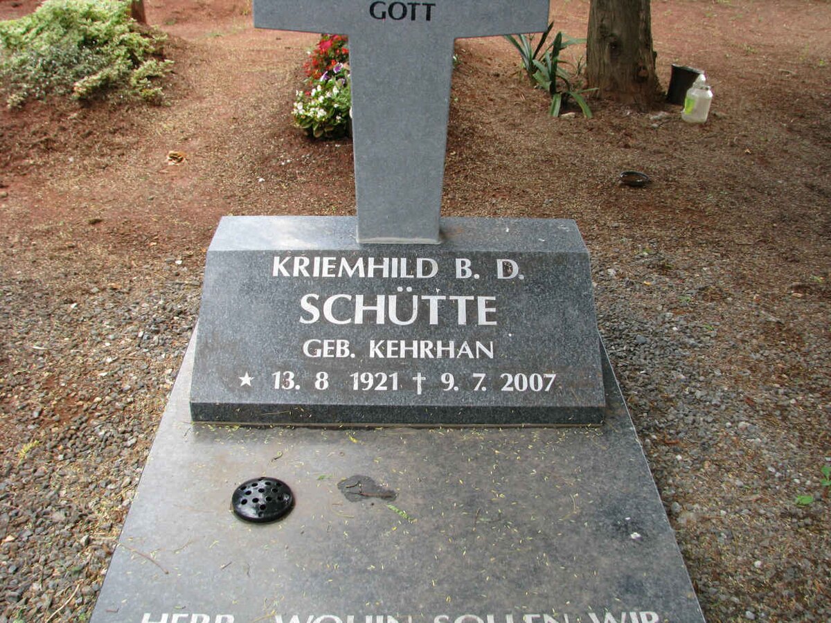 SCHUTTE Kriemhild B.D. nee KEHRHAN 1921-2007