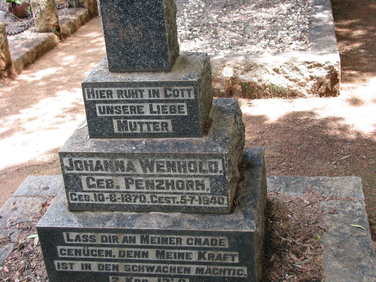 WENHOLD Johanna nee PENZHORN 1870-1940