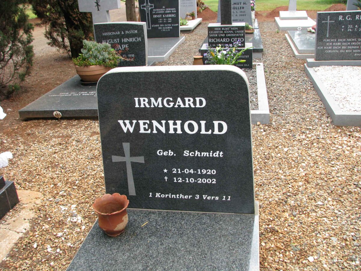 WENHOLD Irmgard nee SCHMIDT 1920-2002