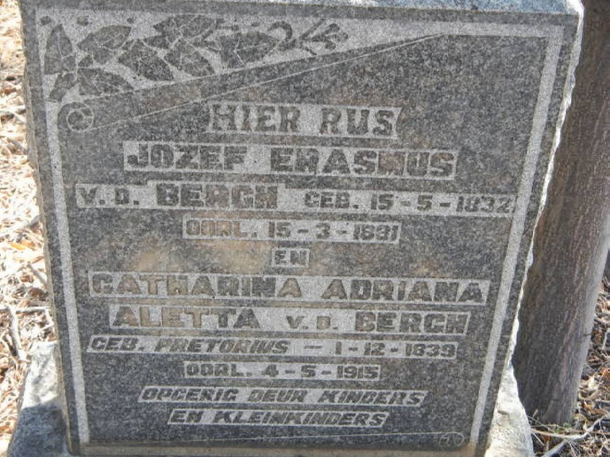 BERGH Jozef Erasmus, v.d. 1832-1881 &amp; Catharina Adriana Aletta PRETORIUS 1839-1915
