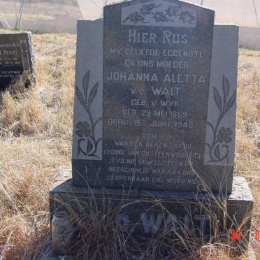 WALT Johanna Aletta, v.d. nee VAN WYK 1869-1946
