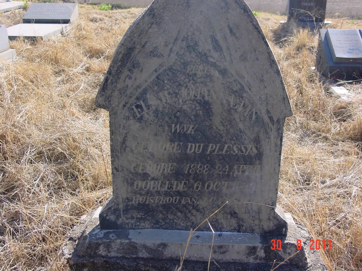 WYK Elsie Johanna, van nee DU PLESSIS 1888-19??