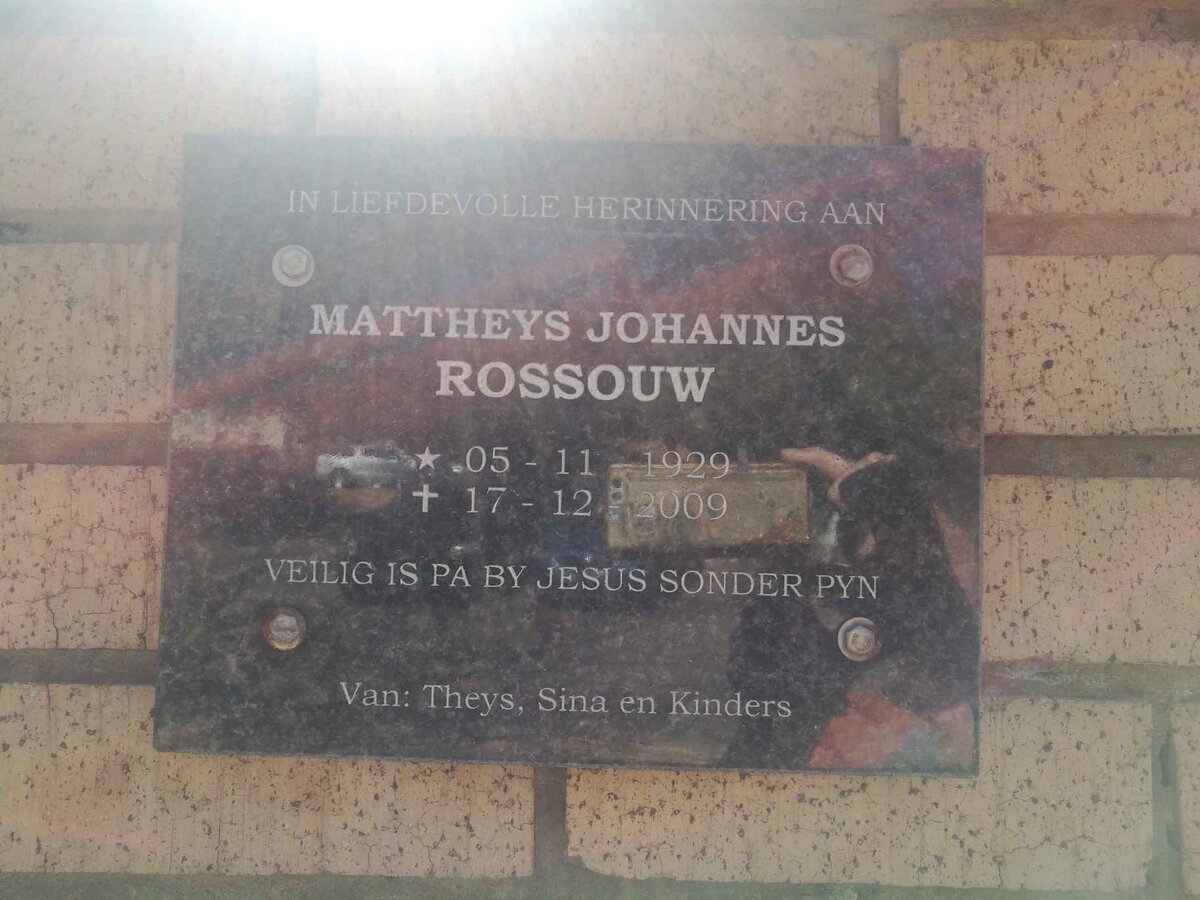 ROSSOUW Mattheys Johannes 1929-2009