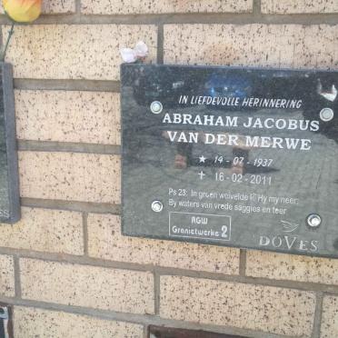 MERWE Abraham Jacobus, van der 1937-2011